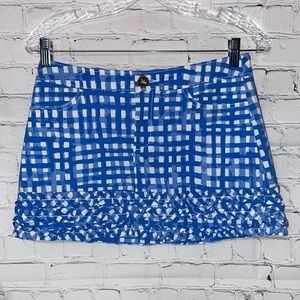 Lilly Pulitzer 00 super cute blue white checkered skort ruffle bottom summer
